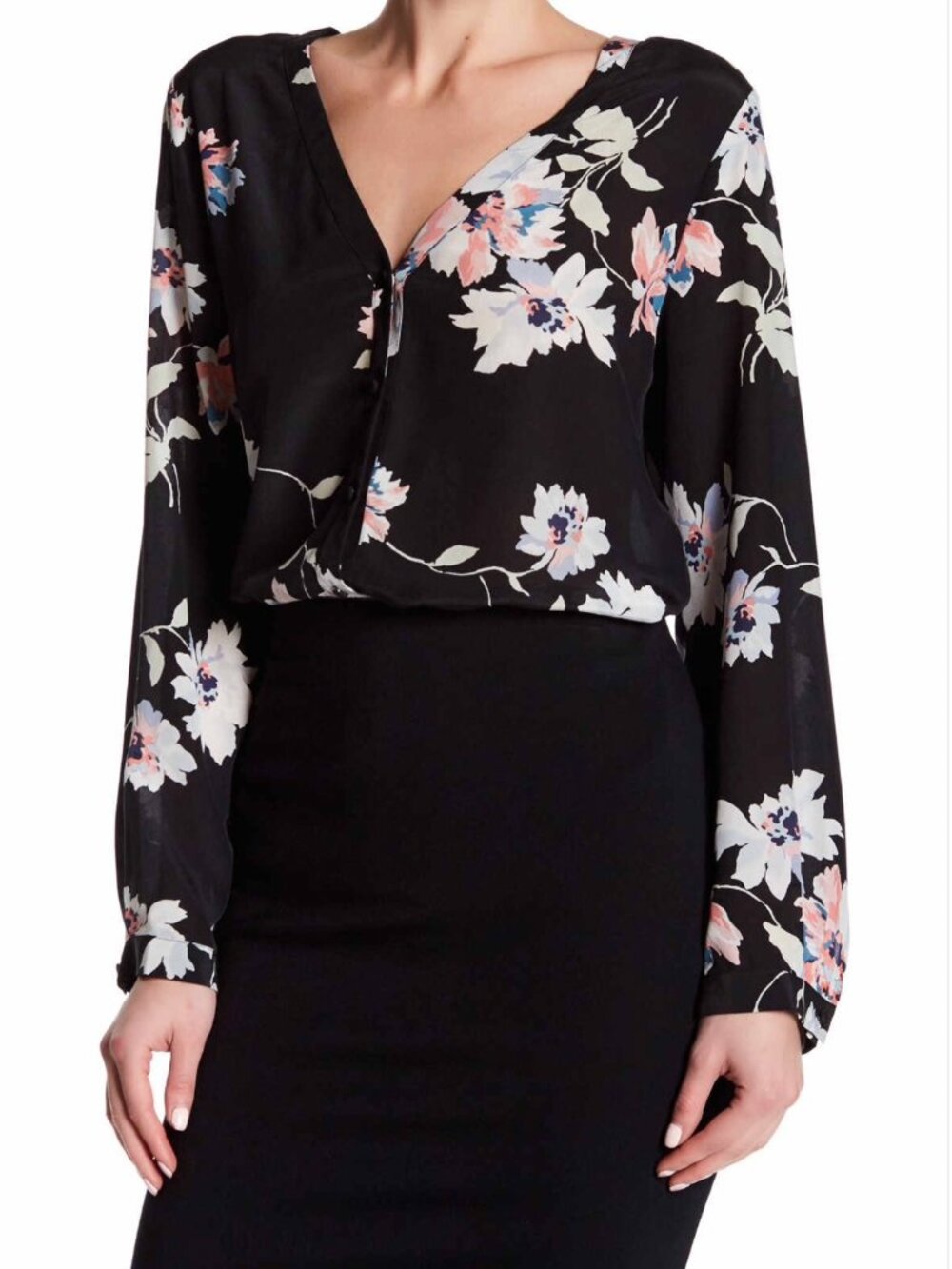 Joie Black Floral Silk Michi Shirt - Small